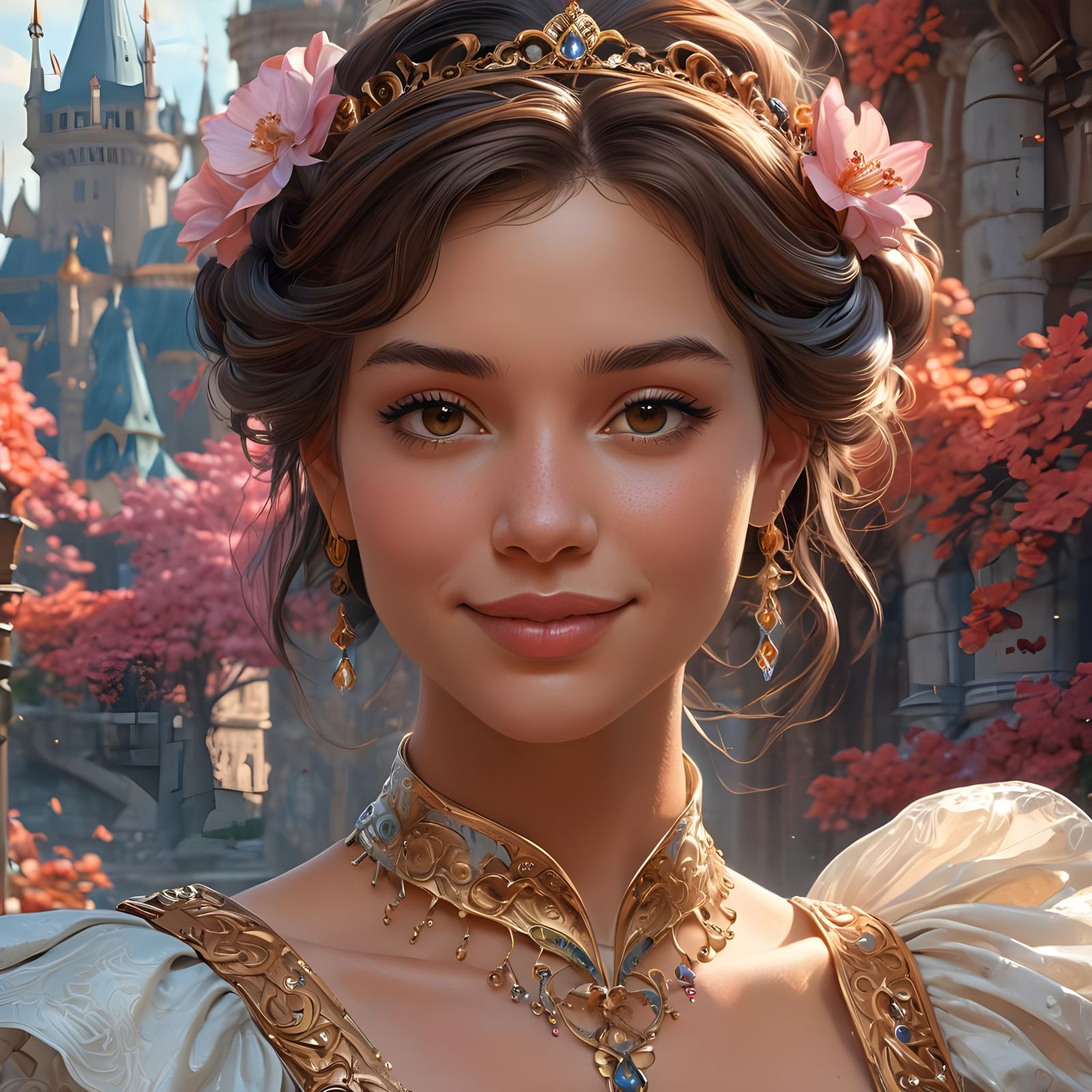 Smiling Princess Portrait in Fantasy Setting