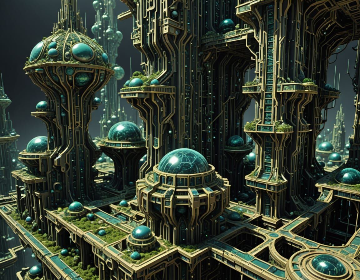 Cosmic Matrix in Cherenkov Light, Mandelbulb Arcology