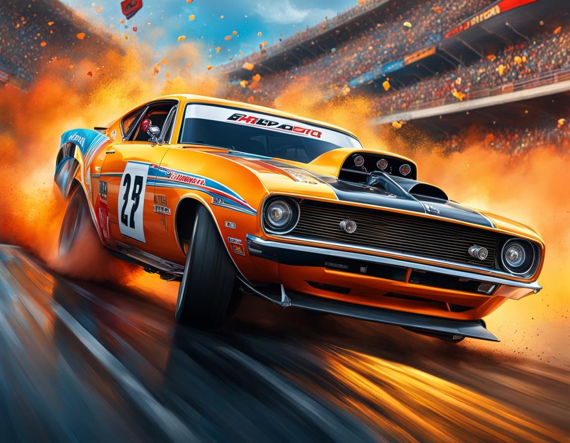 Hyperrealistic Drag Racing Splash Art
