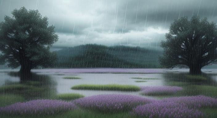 Peaceful Rainy Evening in Muted Colors
