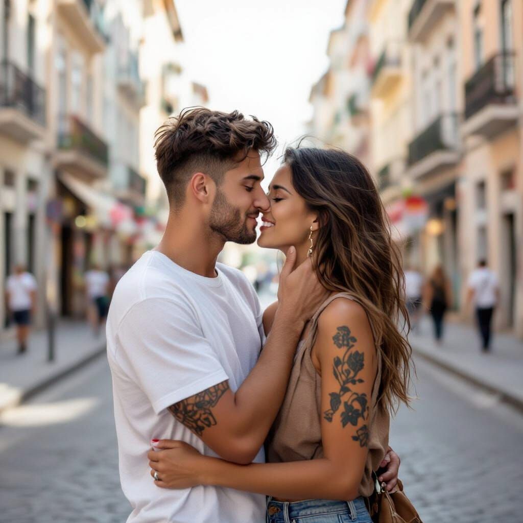 Realistic Portrait of Young Man with Tattoos