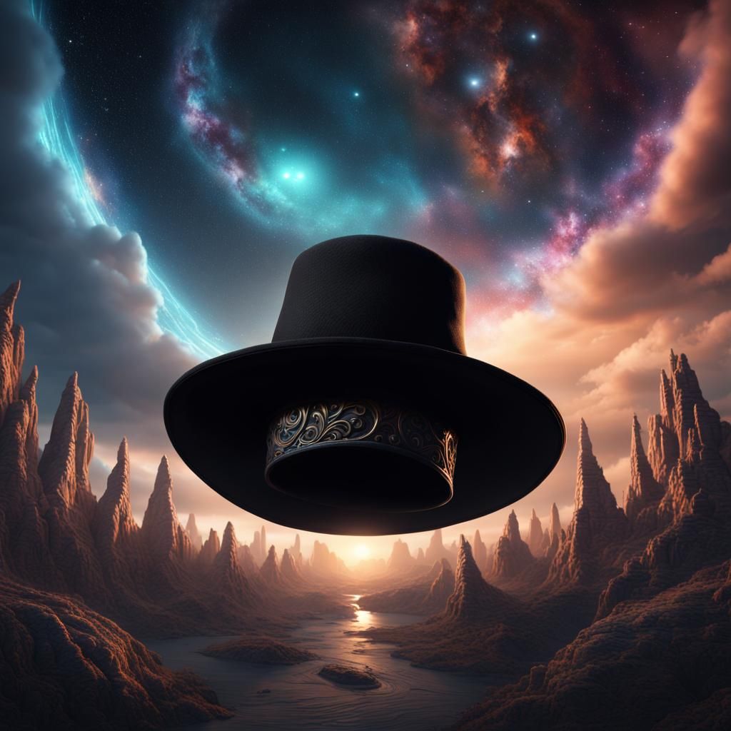 Cosmic Black Hat Gazing Skyward: Fantasy Concept Art