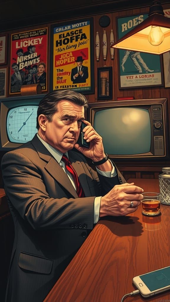 Classic Film Noir Scene: Jimmy Hoffa in a Vintage Bar