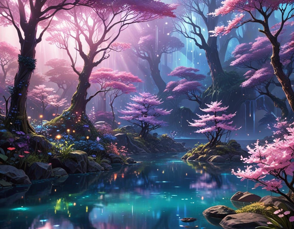 Whimsical Secret Beach in a Cosmic Paradise