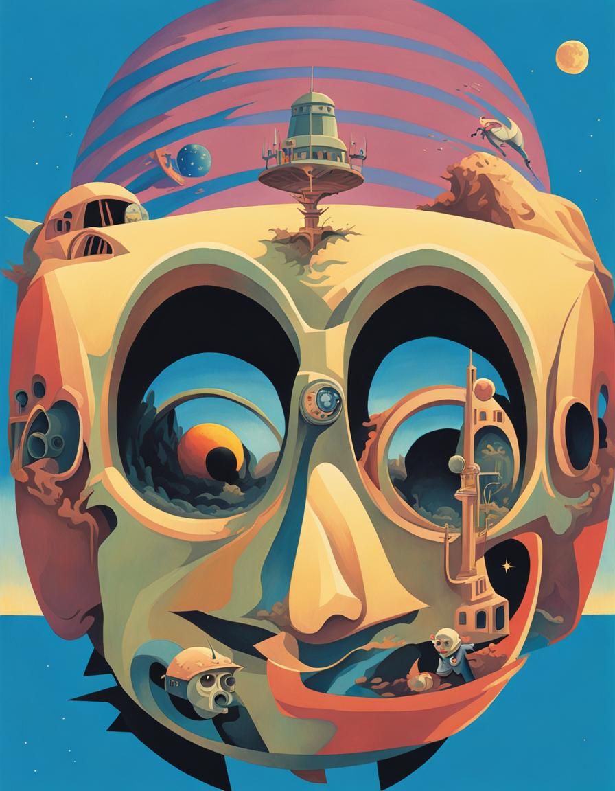 Bosch-Inspired Cubist Desert Nightmare