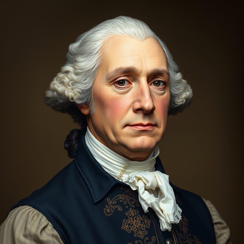 Historical Portrait of George Washington in 18th-Century Att...