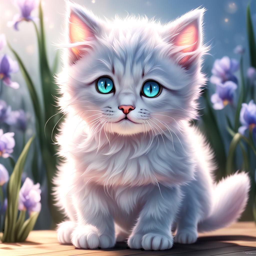 Cute Kitten Portrait in 3D Anime Style