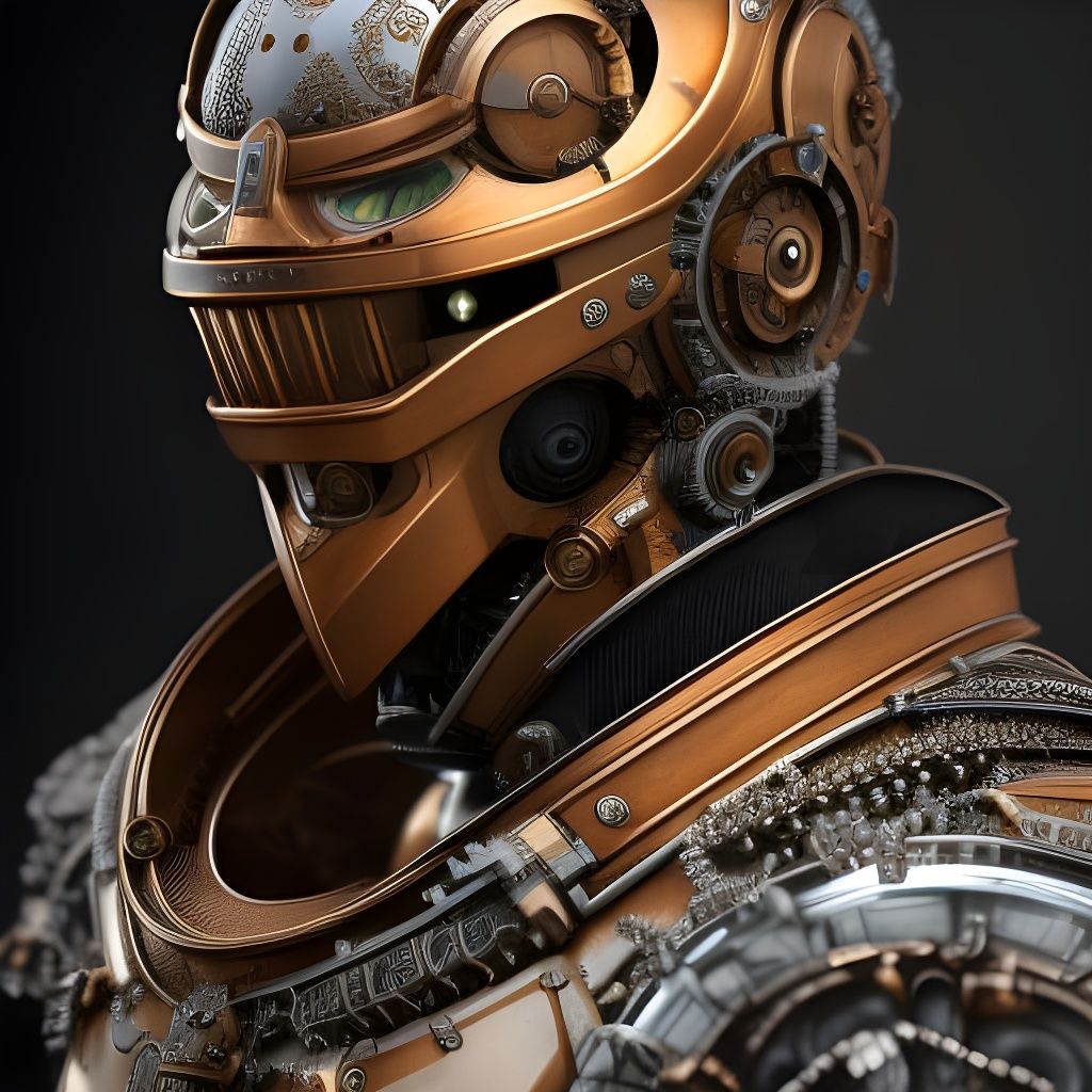 Steampunk Robot Portrait with Detailed Armor