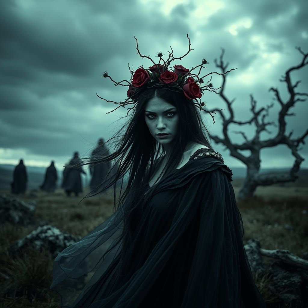 Ethereal Banshee Queen in Dark, Cinematic Style