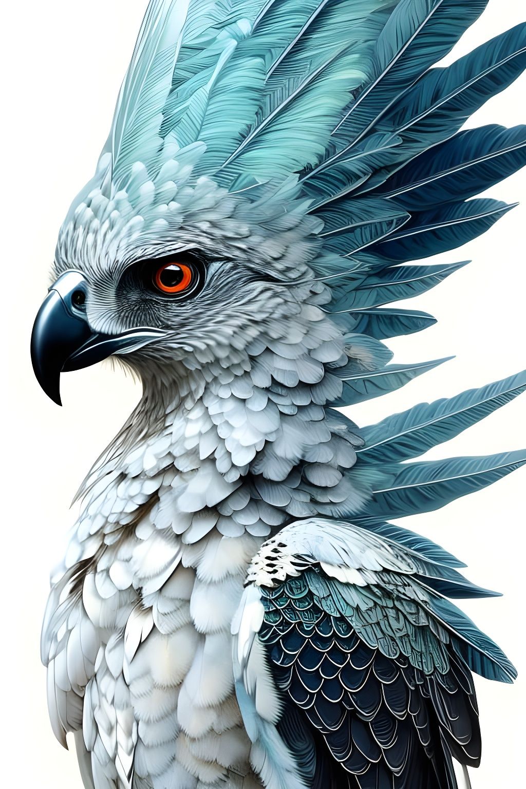 Detailed Harpy Eagle Chick Portrait
