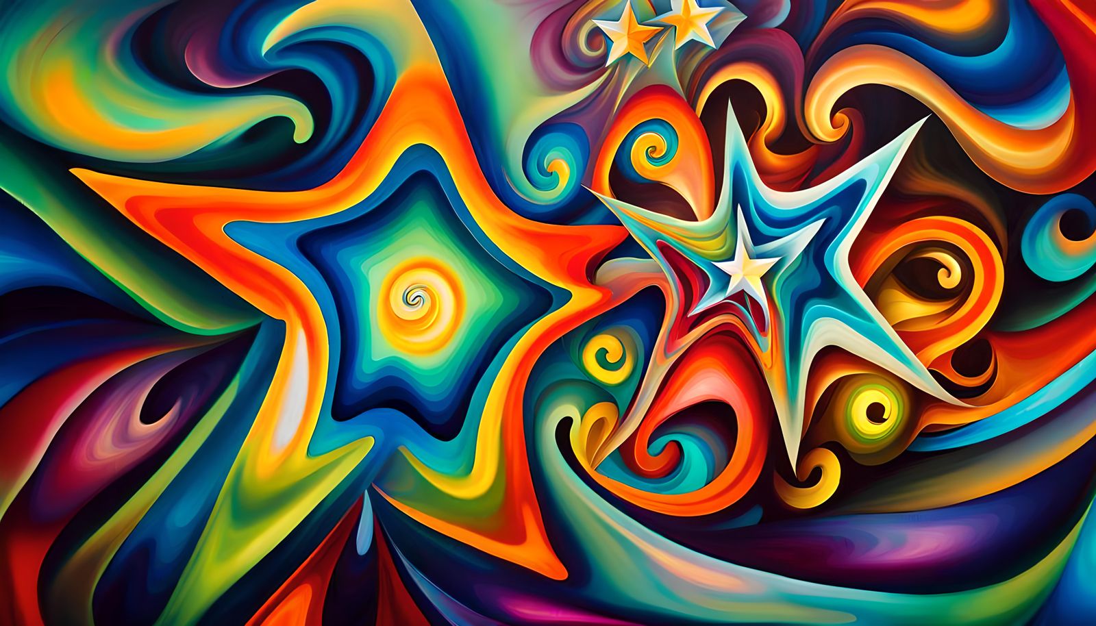 Iridescent Stars Connected in Electromagnetic Plasma Maelstr...