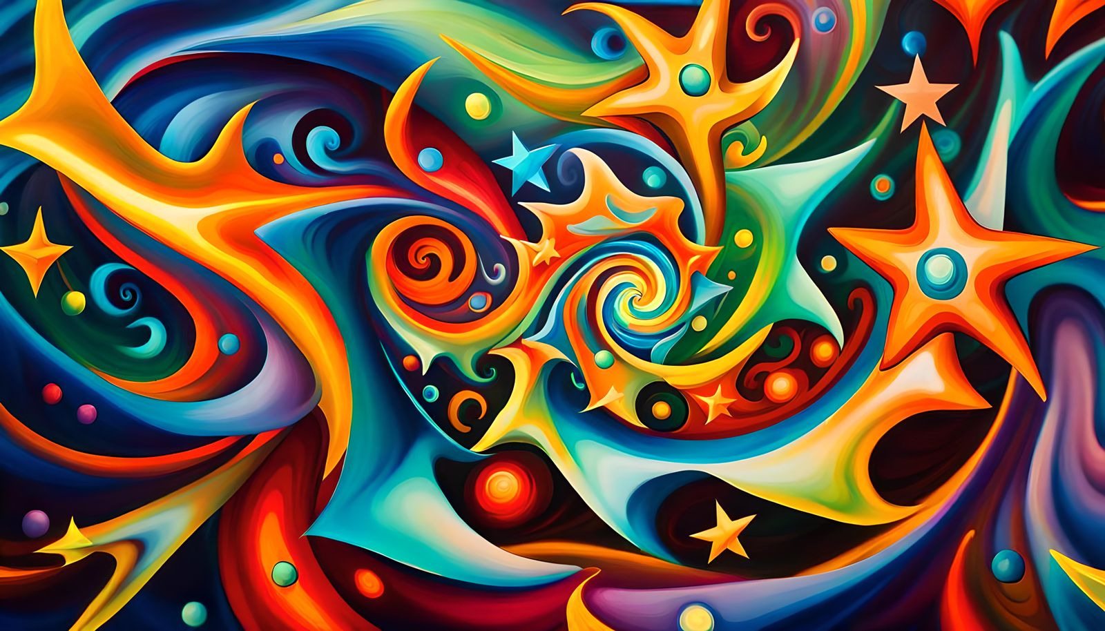 Iridescent Stars in Electromagnetic Plasma, Naive Art