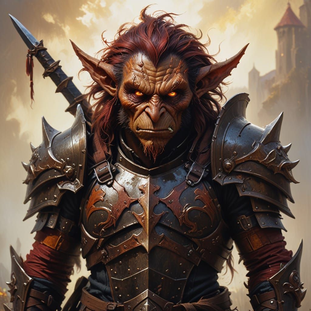 Red-Hued Hobgoblin in Plate Armor