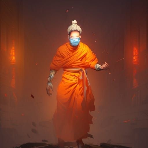 Bandaged Ninja Monk Reborn: Hyperdetailed Concept Art