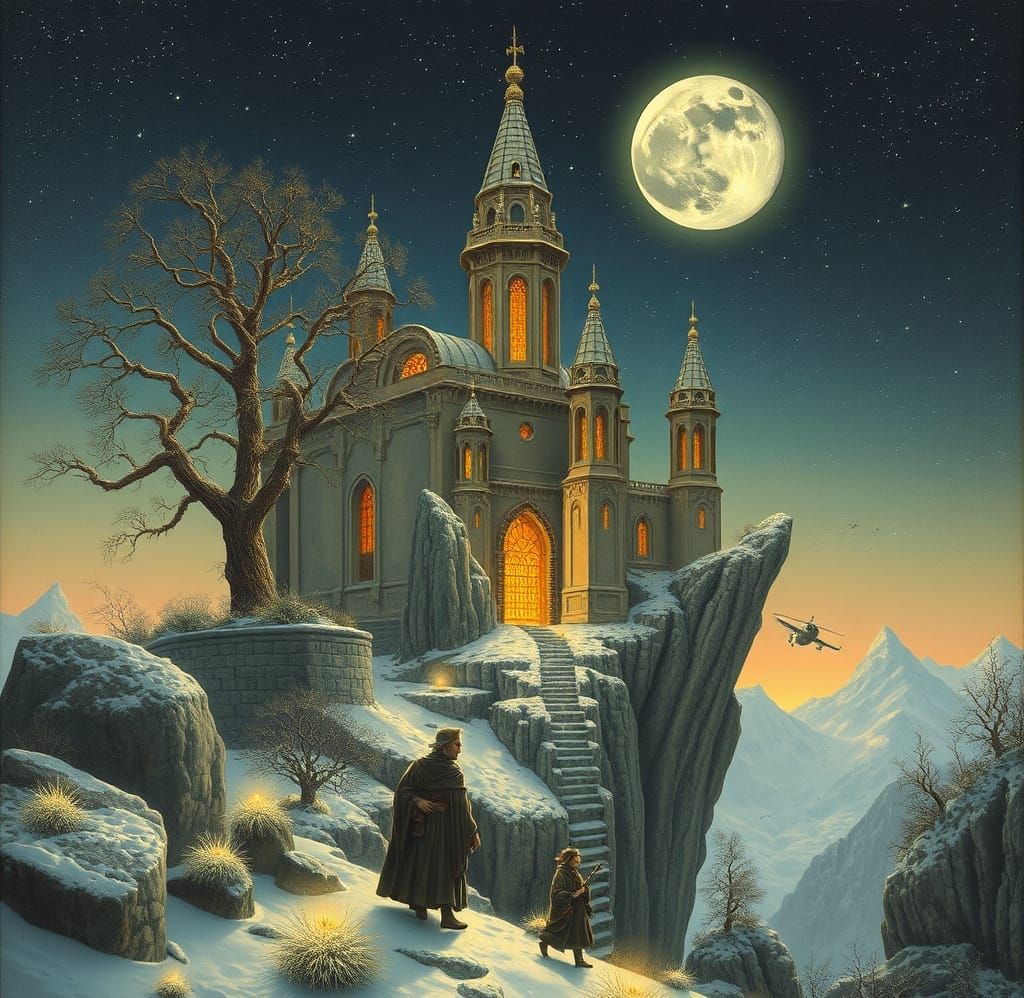 Surreal Mechanical Landscape Inspired by Comic Art