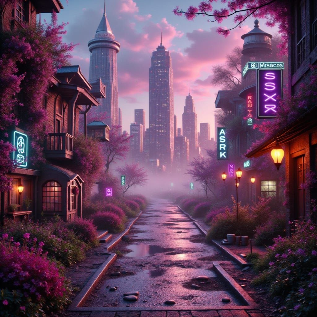 Cyberpunk Fractal Design with Molten Texture