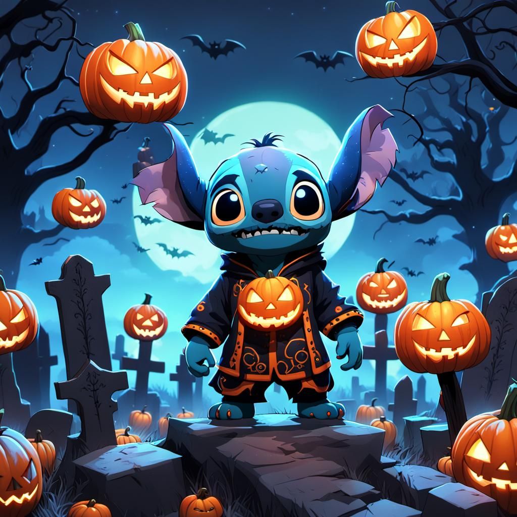 Stitch in Halloween Costume, 3D Anime Art