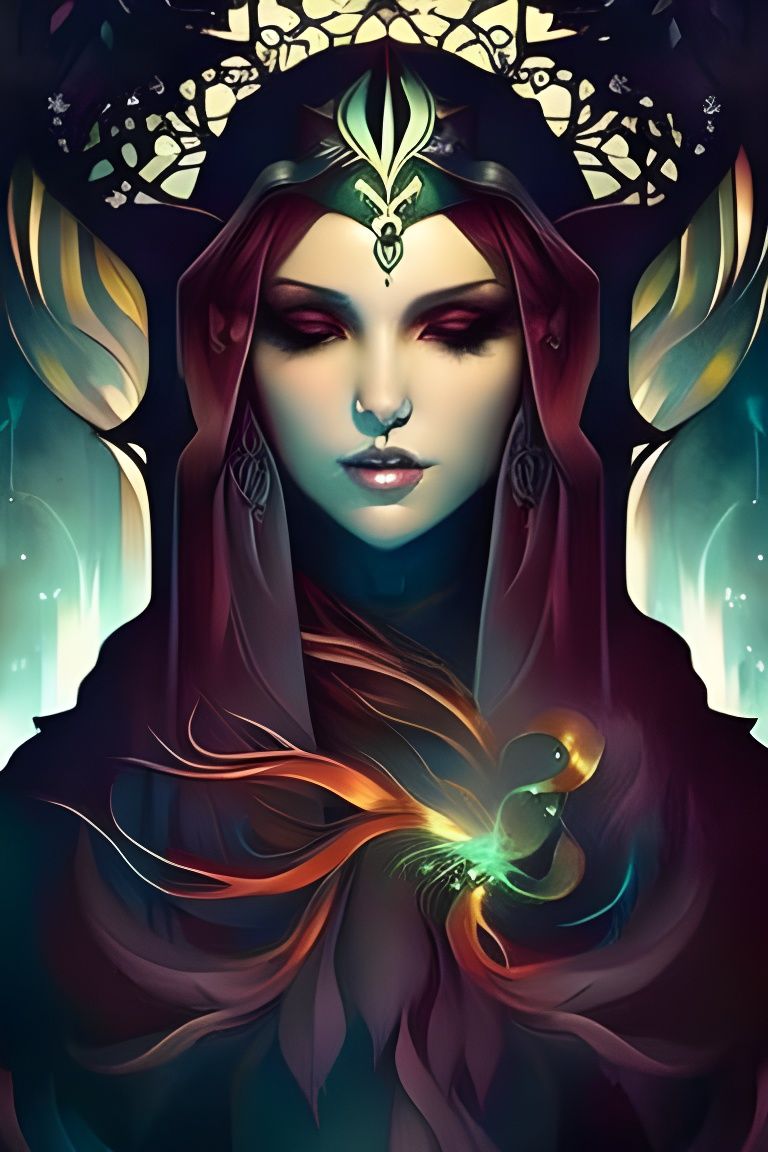 Gothic Witch with Dripping Copper Ink and Candles