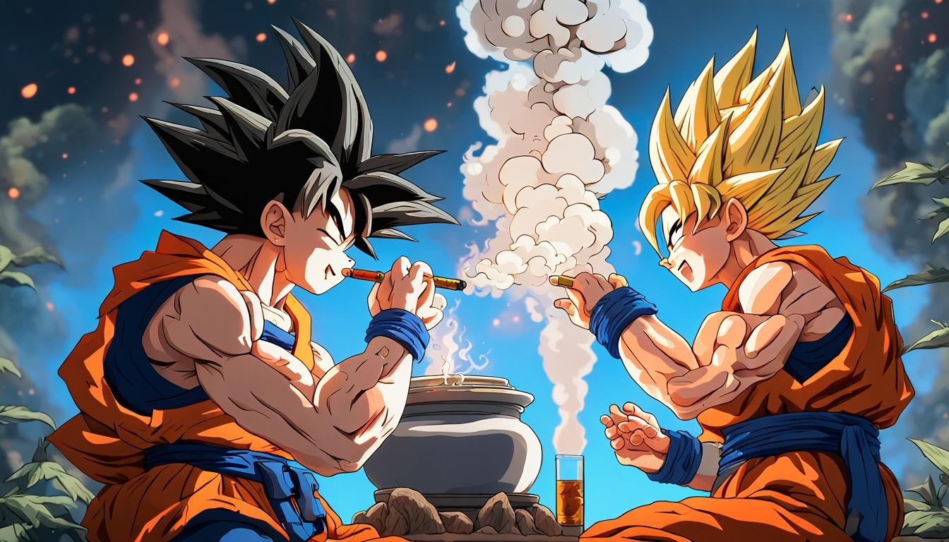 Goku and Vegeta Smoke: Detailed 3D Anime Art