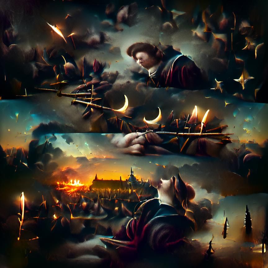 Burning Arrows Light Up the Night Sky