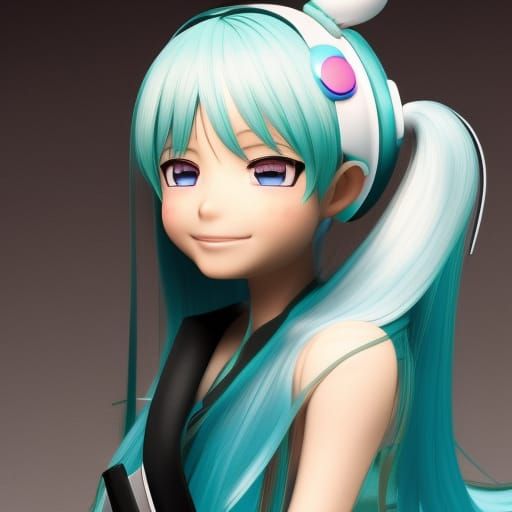 Hatsune Miku Close-Up Portrait in Professional Style