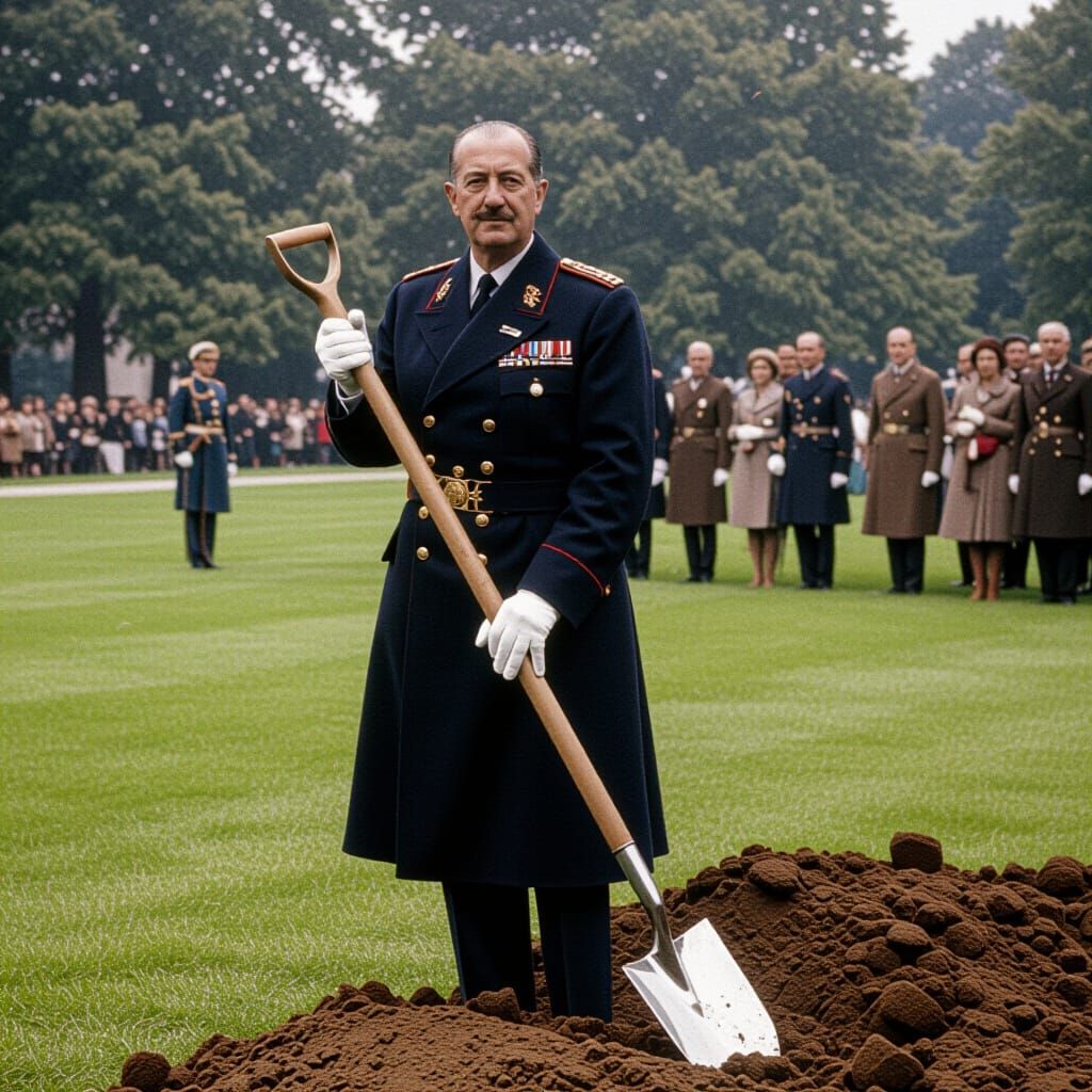 General De Gaulle with Shovel: Historical Juxtaposition