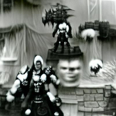 Monochrome Photo of a Blurry Three-Headed Figure