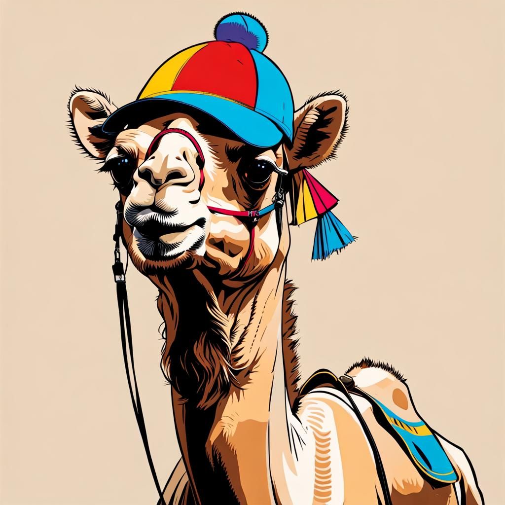Cool Camel in Warhol Comic Style