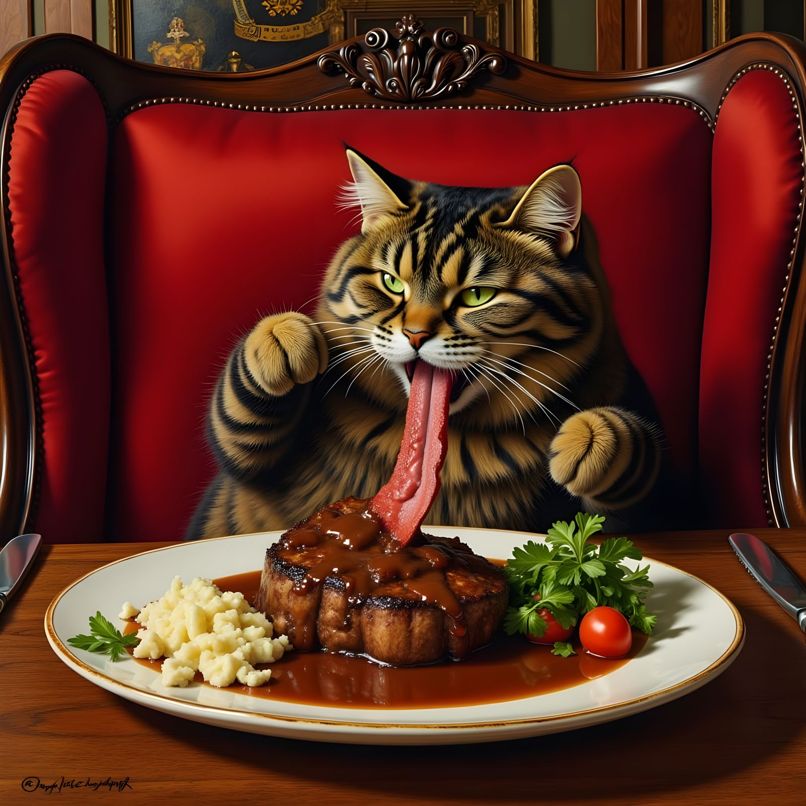 Whimsical Steakhouse Scene in a Chicago Style Aesthetic