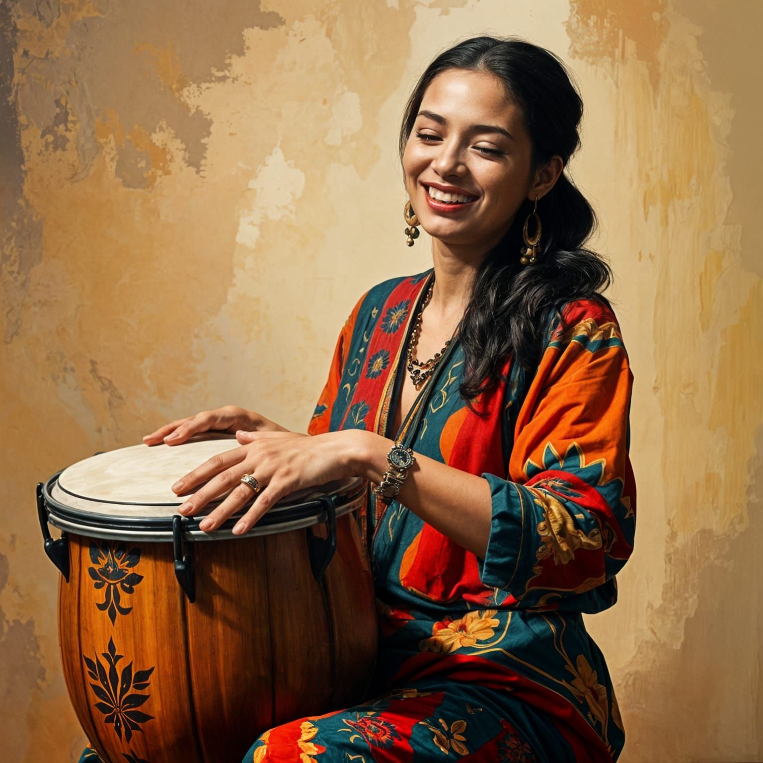 Woman Performs on a Cajon Drum