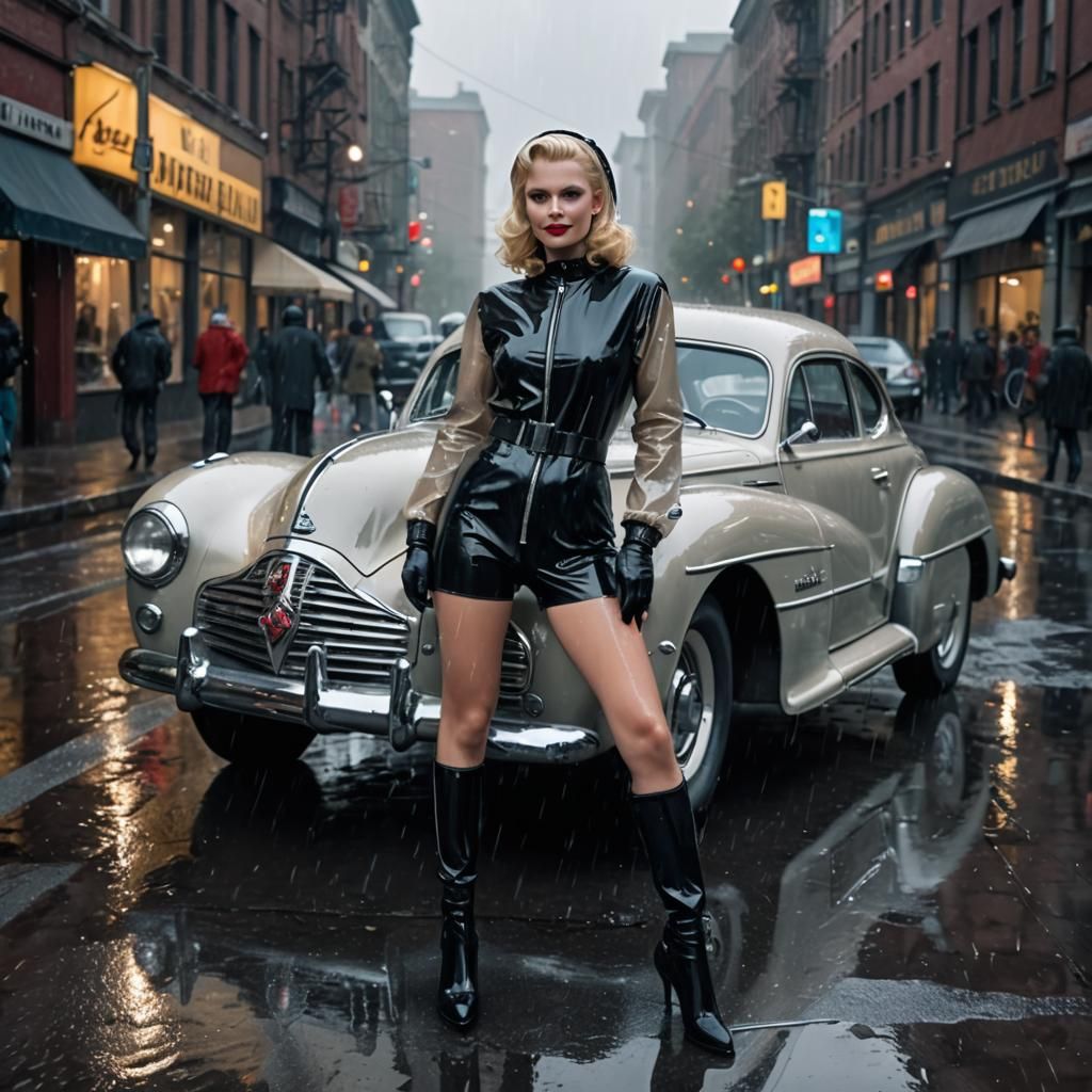 Hyper realistic mode, profil view, 1940’s, very nice blond s...