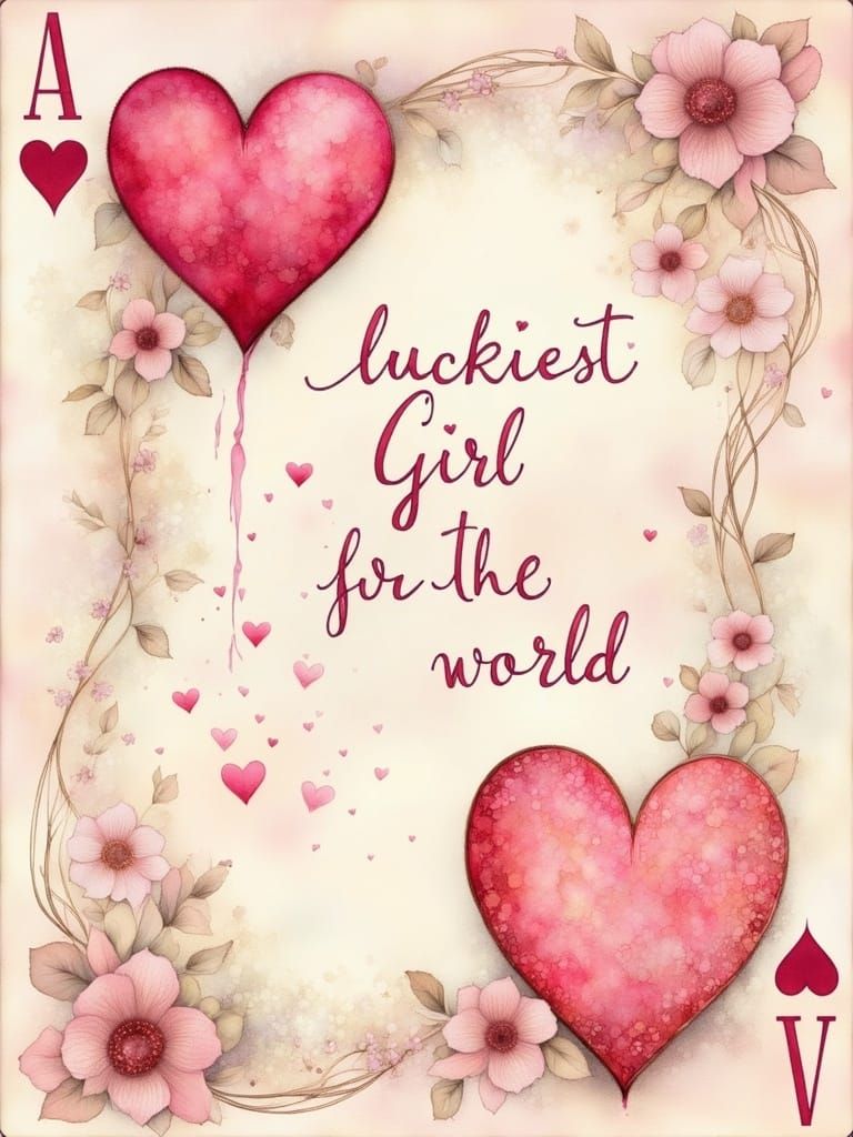 Whimsical Ace of Hearts Playing Card in Dreamy Style
