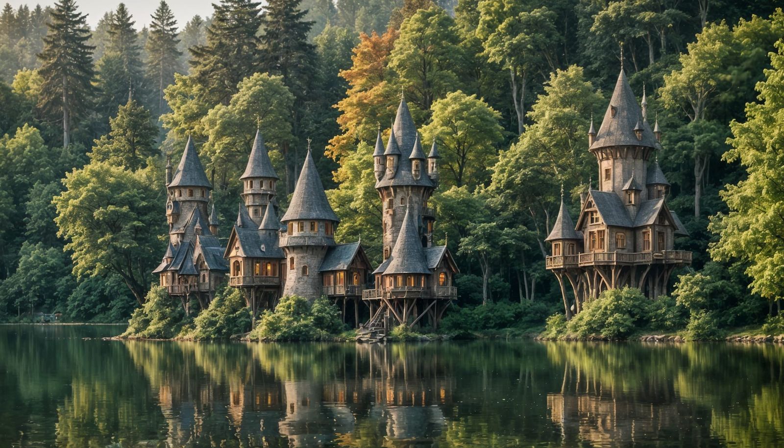 Enchanting Elven Treehouses by the Lake