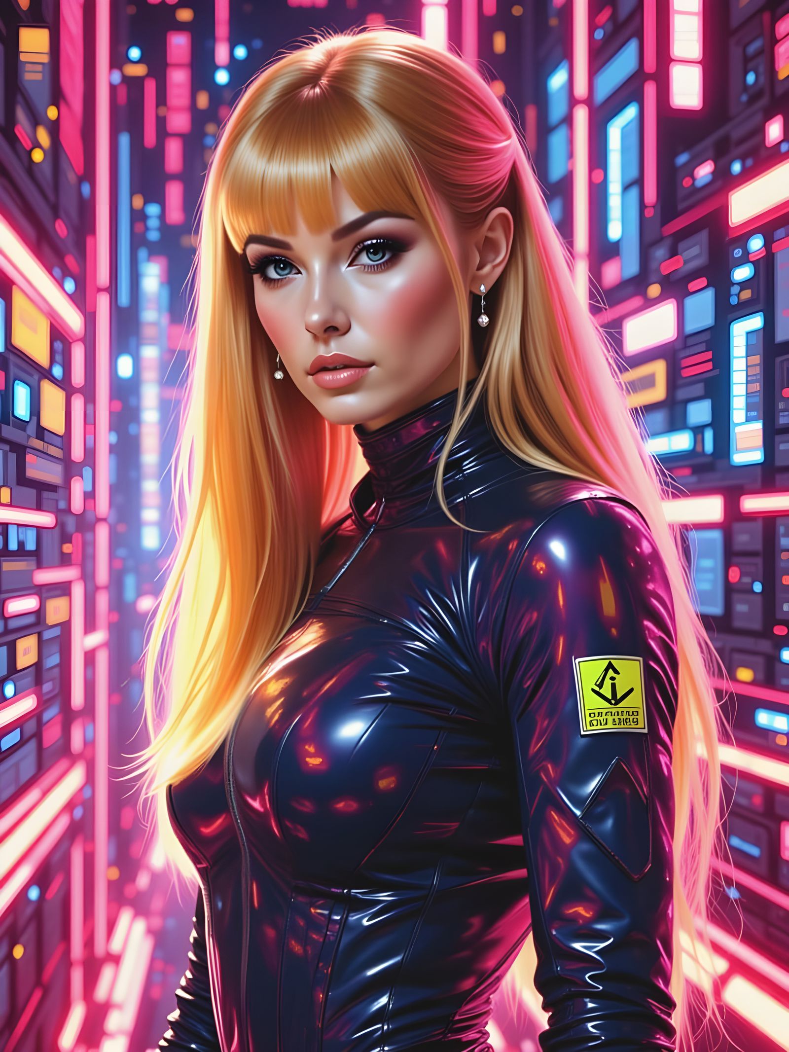 Futuristic Woman in Digital World with Glitch Art