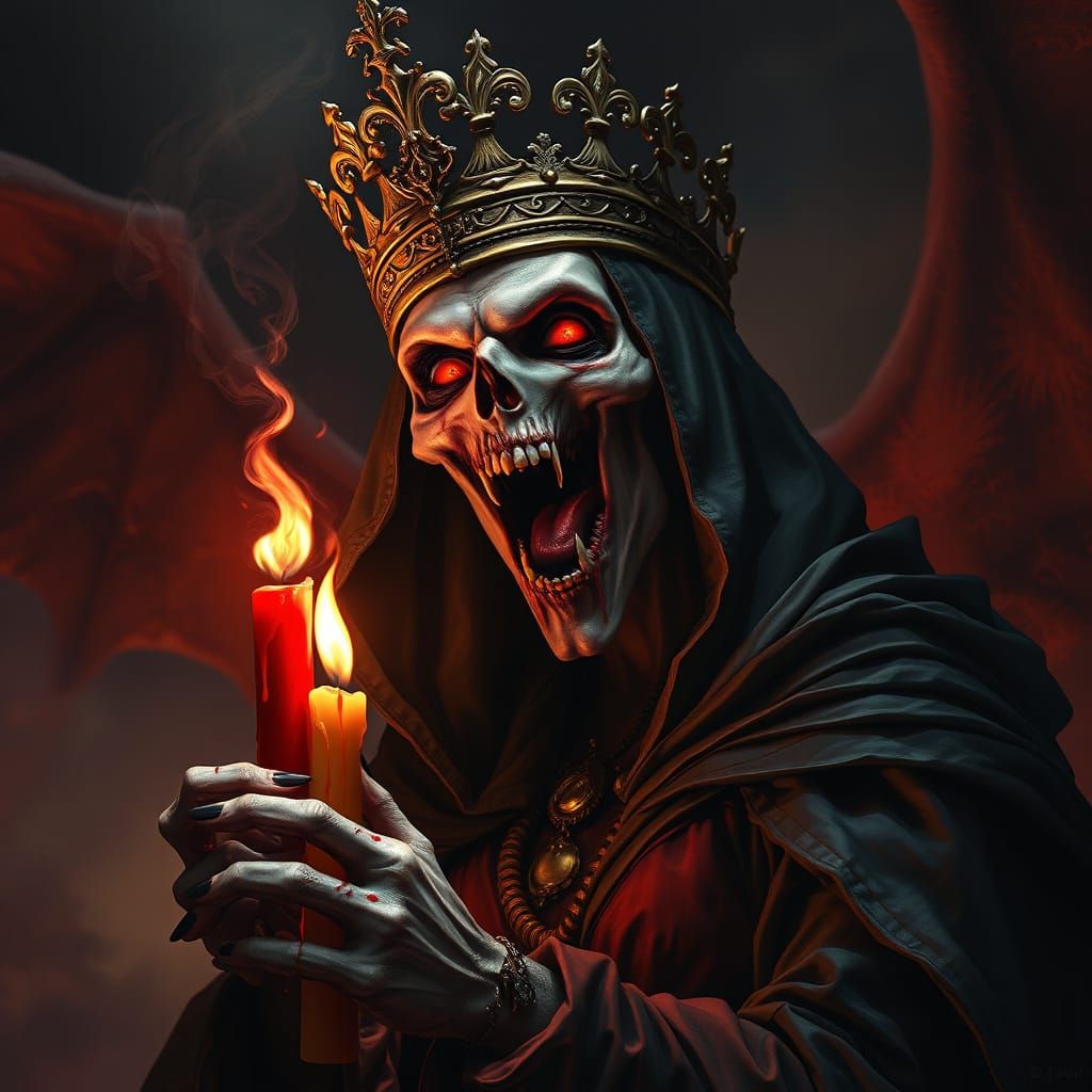 Ethereal Vampire Queen Unleashes Dark Fury with Crimson Cand...