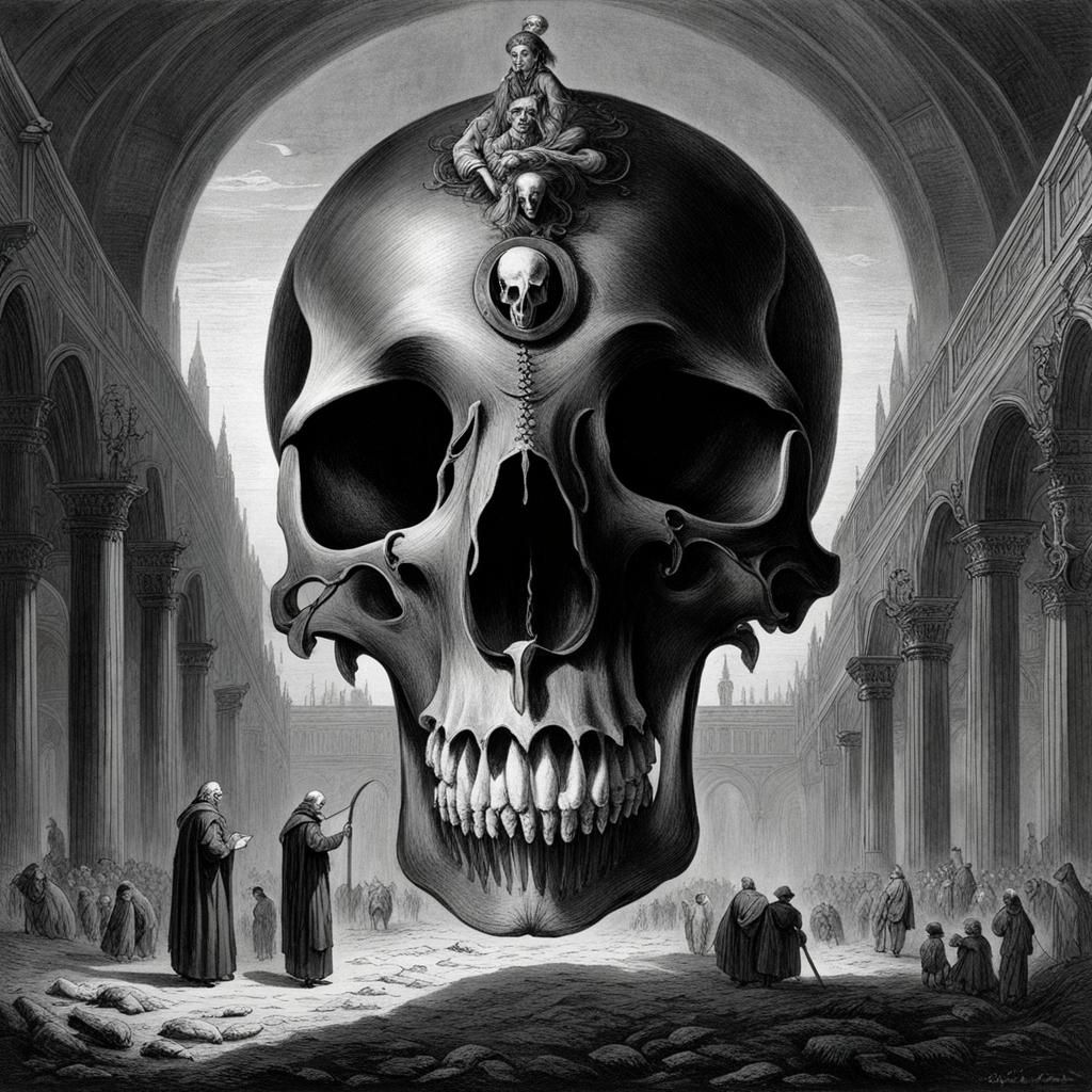 Eerie Humanoid Figure with Animal Skull Head