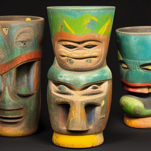 Surreal Tiki Mugs in Matta Style