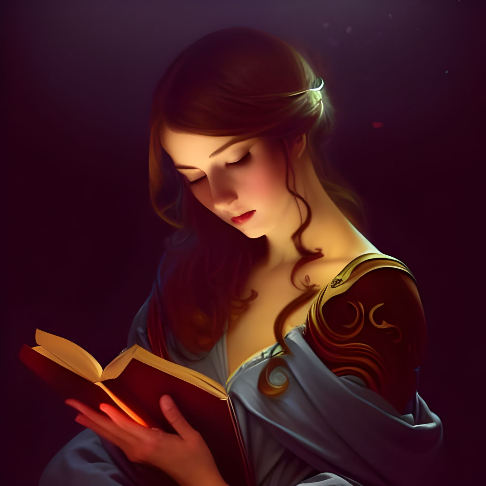 Midnight Reader: Detailed Digital Painting