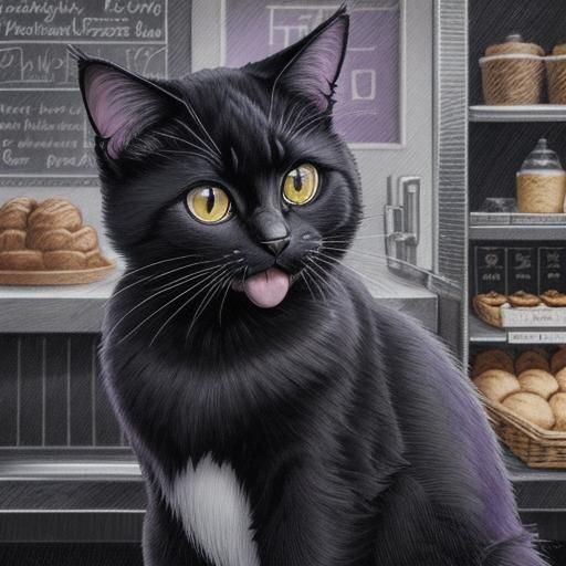 Adorable Jiji Black Cat in Ghibli Bakery Shop