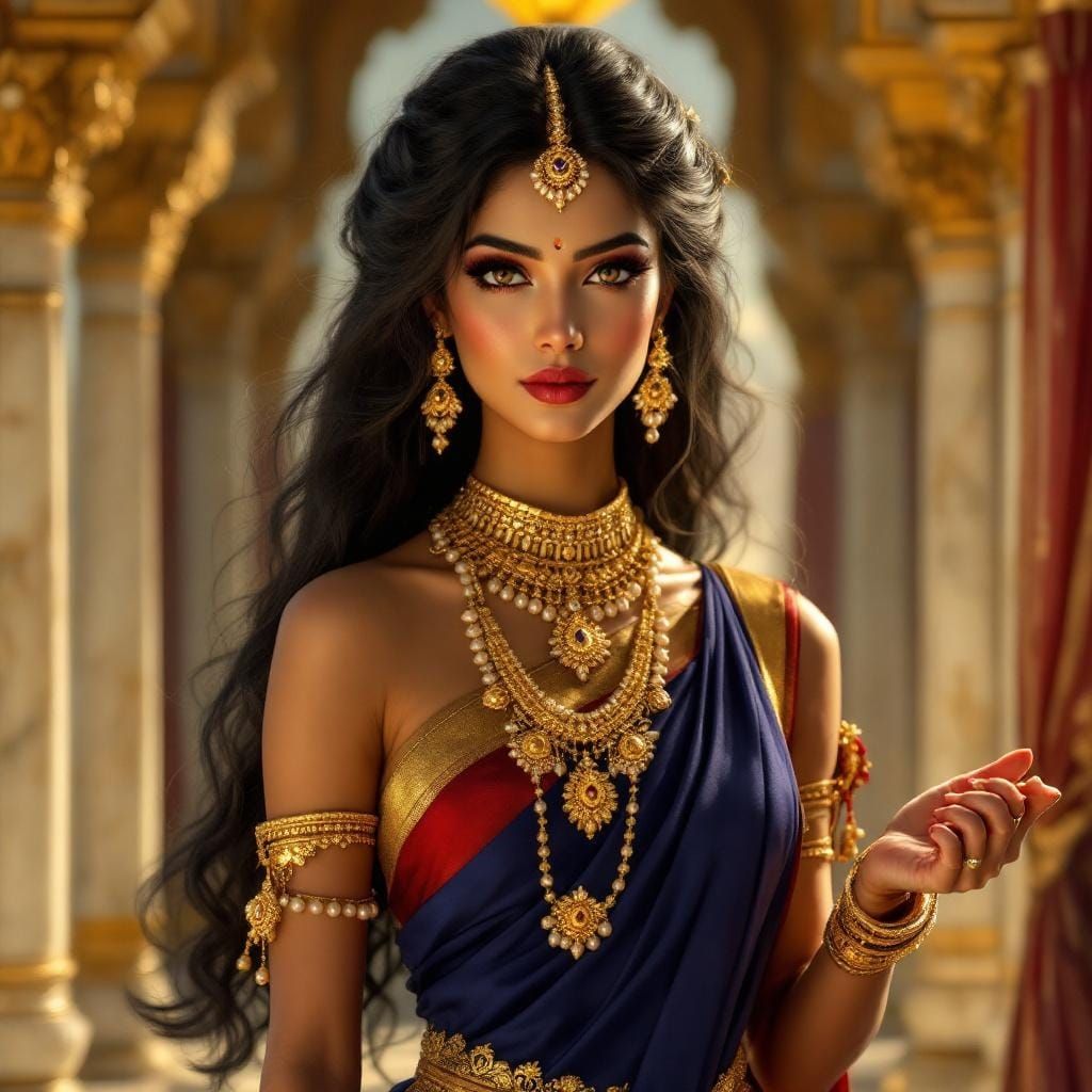 Urvashi, Indian Celestial Goddess, in Classical Dance Pose