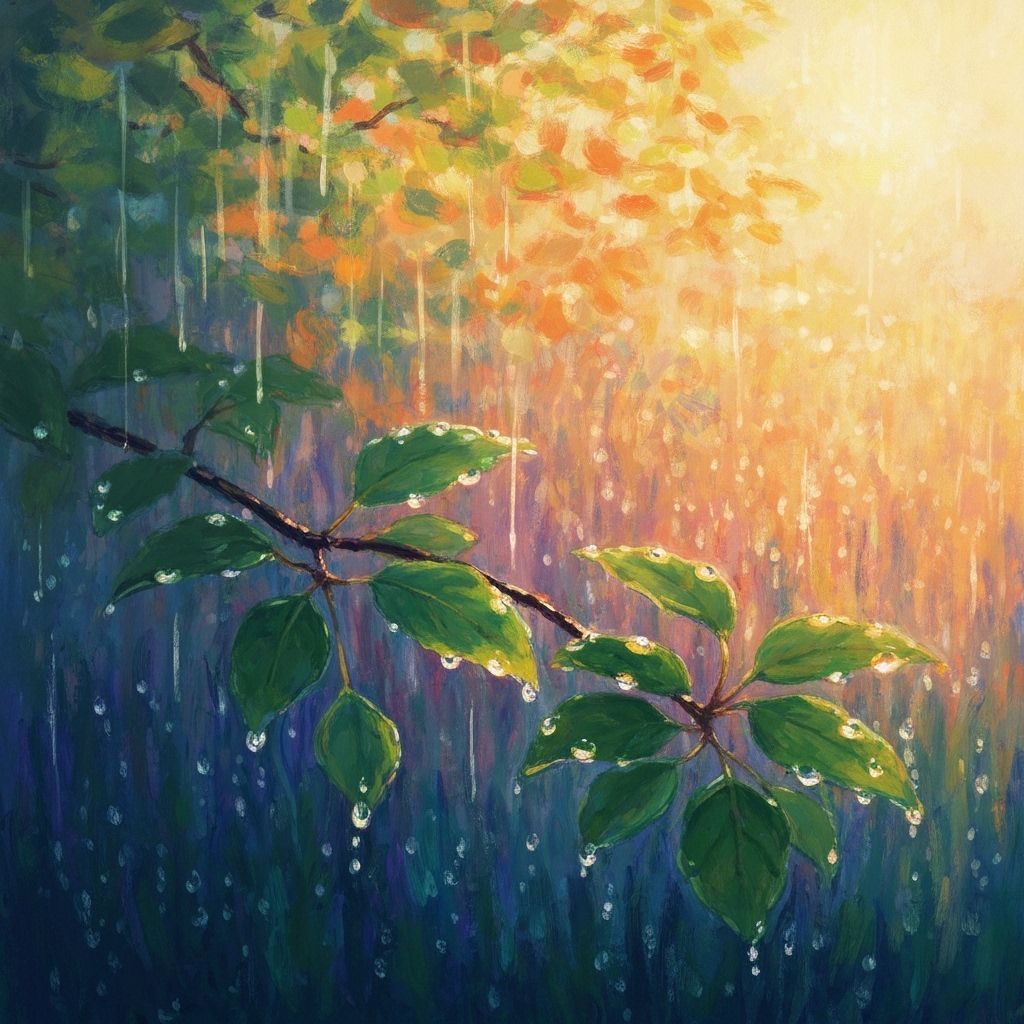 Rain and Sun Landscape in Monet's Style