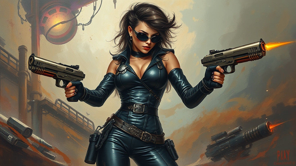 Punk Rock Fantasy Figure in Oil Painting Style