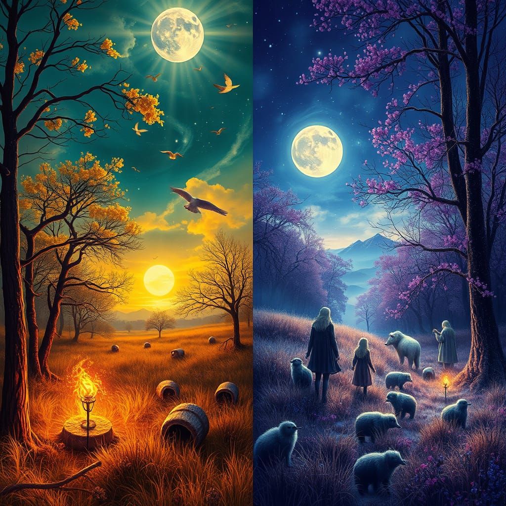 Baltic Mythology Spring Awakening in Dark Fantasy Style