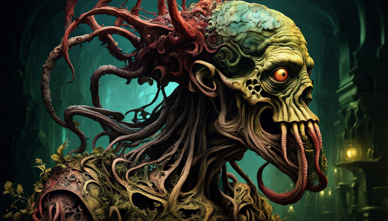 Gigeresque Cthulhu Hybrid in a Dystopian Wonderland