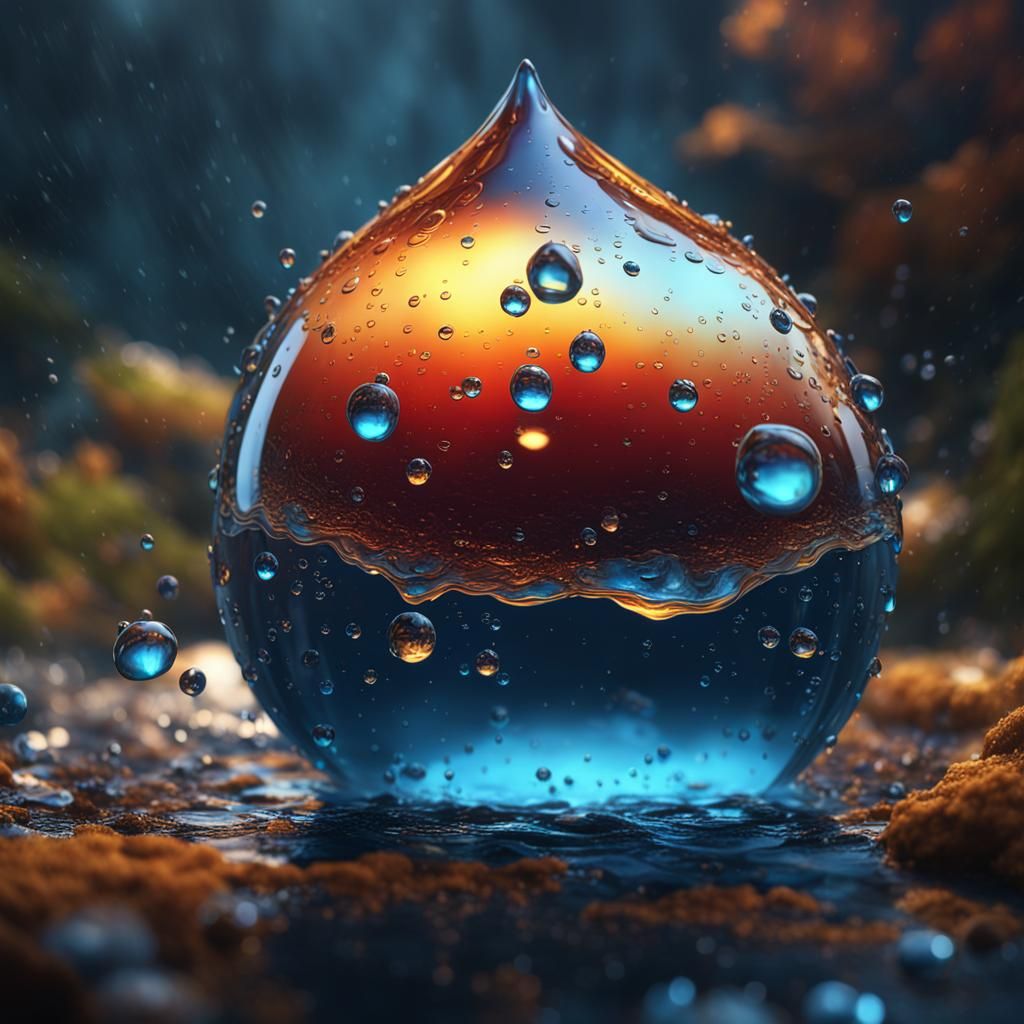 Detailed Close-Up of a Water Drop