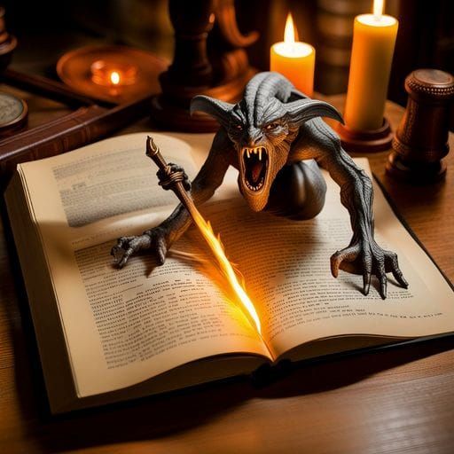 Gandalf vs Balrog Illustration in Open Book