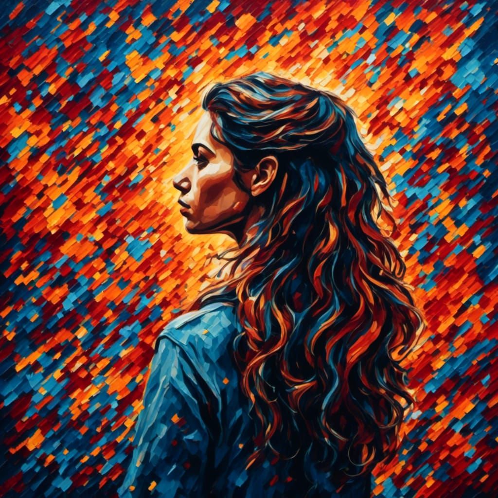 Heartbroken Argentine Woman in Alcohol Ink Style