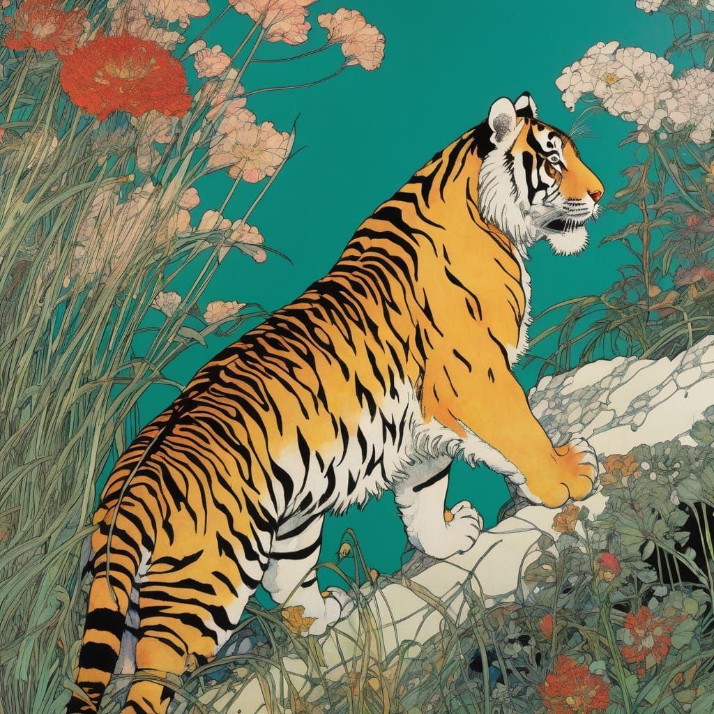Ethereal Tiger Cub in Whimsical Organic Style