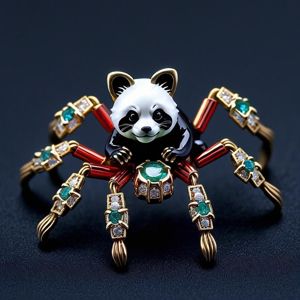 Jeweled Spider-Panda Hybrid Creature