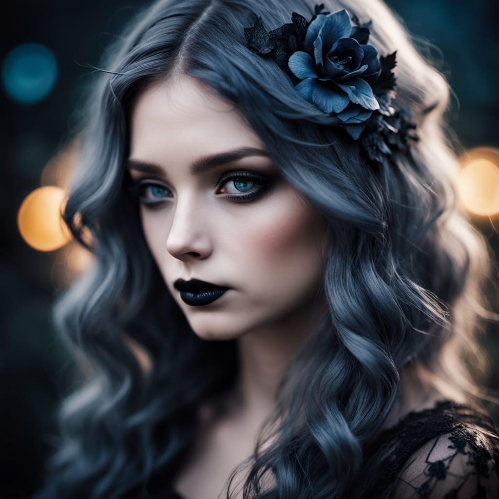 Mysterious Gothic Romance Portrait in Dark Moody Atmosphere
